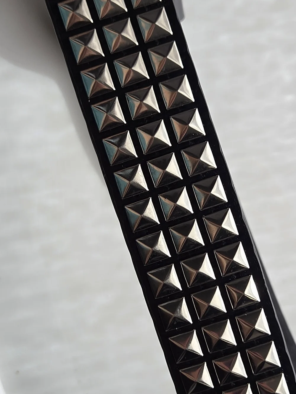 Black Studded Leather Belt with Silver Pyramid Studs